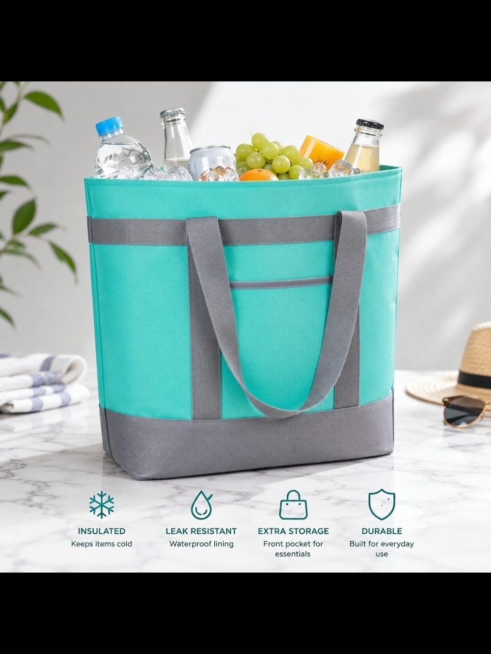 Insulated Cooler Tote Bag | Reusable Lunch & Picnic Bag | Tiffany Blue NEW!!